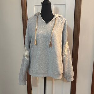 Gray Women's Hoodie with Tassel Drawstrings